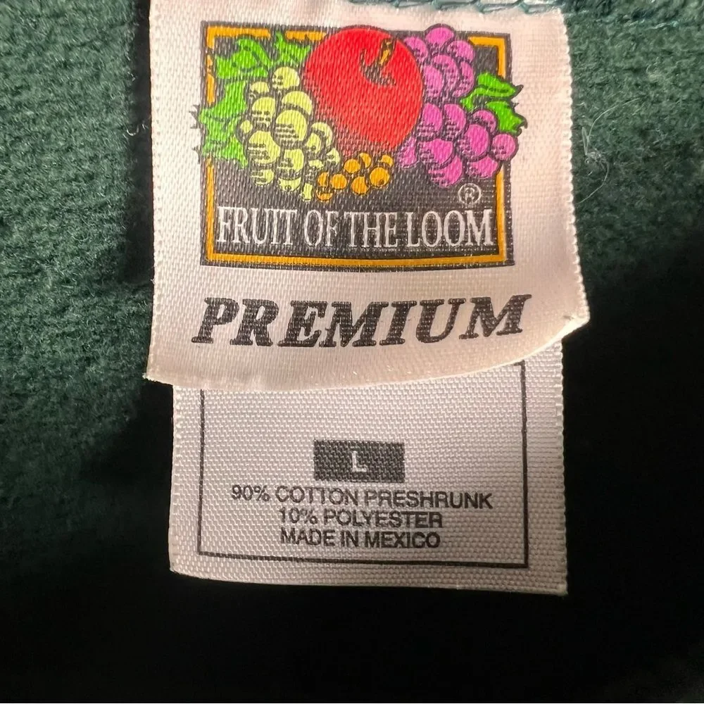 Vintage Embroidered Hunters Sweatshirt Medium Green Duck Buck Beer Bag Tag Brag - Picture 5 of 10